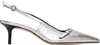 Aeyde Saba Leather Slingback Pumps In Silver