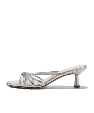 Aeyde Silver Strappy Mule Sandals