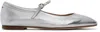 Aeyde Silver Uma Leather Mary-jane Ballerina Flats In Metallic