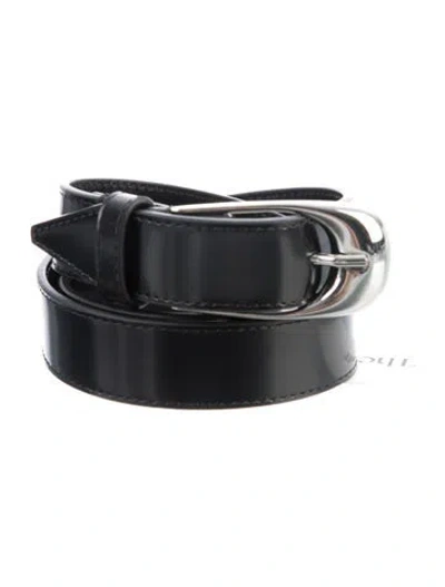 Pre-owned Aeyde Skinny Patent Leather Waist Belt In Black