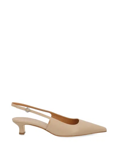 Aeyde Ganni Animalier Recycled Polyamide Flat In Nude