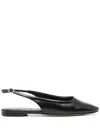 Aeyde Square-toe Leather Ballerina Shoes In Black
