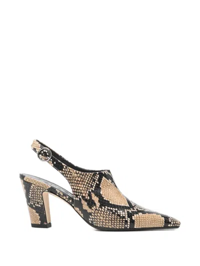 Aeyde Slingback Snakeskin Sandals In Black
