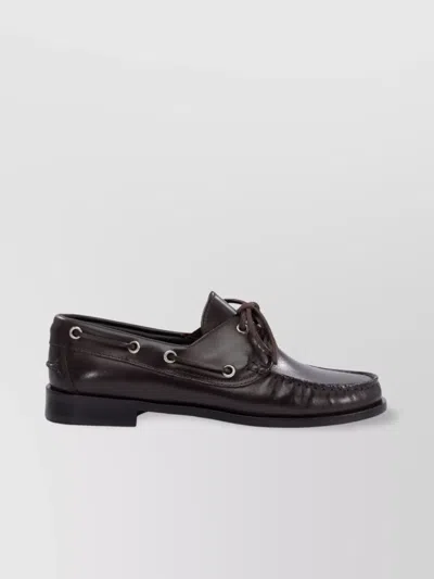 Aeyde Slip-ons With Lace Detailing And Metal Eyelets In Black