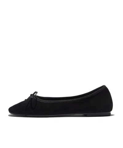 Aeyde Tiby Bow-detail Suede Ballet Flats In Black