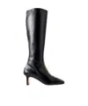 Aeyde Bita 55 Snake-effect Leather Knee-boots In Black