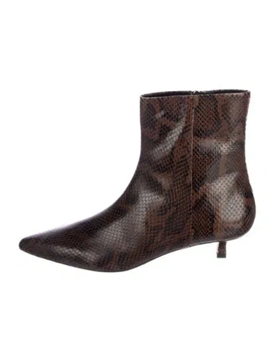 Pre-owned Aeyde Snakeskin Animal Print Boots In Brown