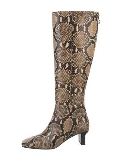 Pre-owned Aeyde Snakeskin Animal Print Boots In Neutral