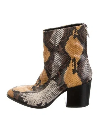 Pre-owned Aeyde Snakeskin Animal Print Boots In Yellow
