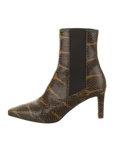 Pre-owned Aeyde Snakeskin Animal Print Boots In Yellow