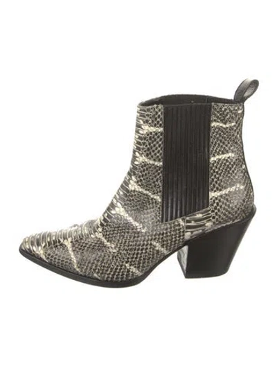Pre-owned Aeyde Snakeskin Animal Print Chelsea Boots In Black