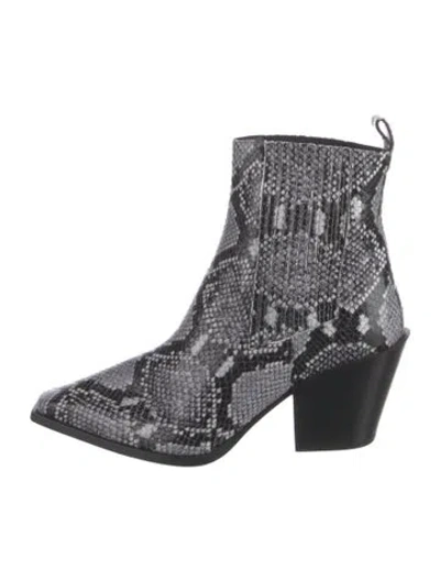 Pre-owned Aeyde Snakeskin Animal Print Chelsea Boots In Gray