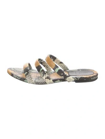 Pre-owned Aeyde Snakeskin Animal Print Slides In Neutrals