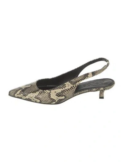 Pre-owned Aeyde Snakeskin Animal Print Slingback Pumps In Neutrals