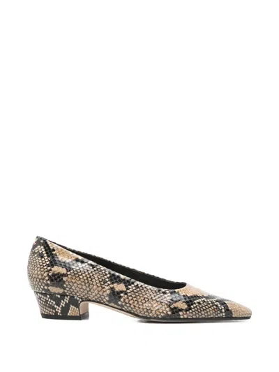 Aeyde Brown Calf Leather Heeled Shoes In Animal Print