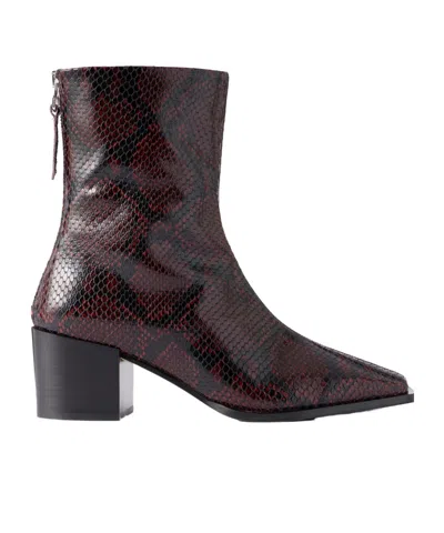 Aeyde Amina Sneak-effect Leather Ankle Boots In Burgundy