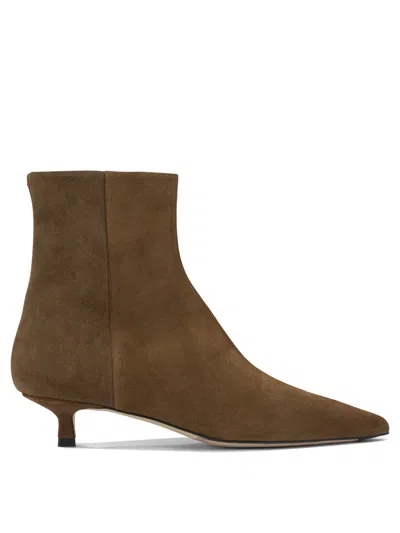 Aeyde Sofie Brown Suede Leather Leather Rubber Boots In Red