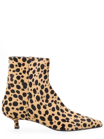 Aeyde Sofie Leather Ankle Boots For Women - Spring/summer 2026 In Animal Print
