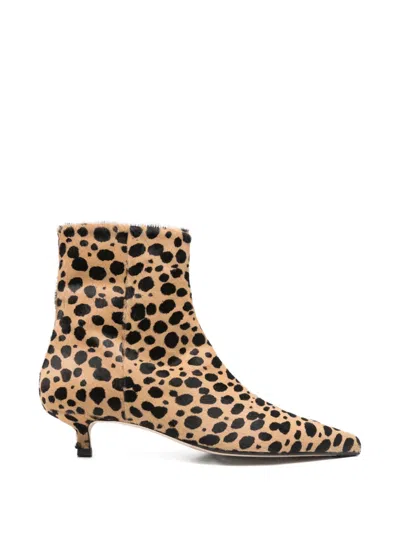 Aeyde Sofie Leo Print Ankle Boots In Brown