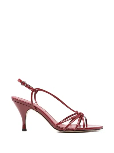 Aeyde Solange Knotted Strappy Leather Sandals In Red