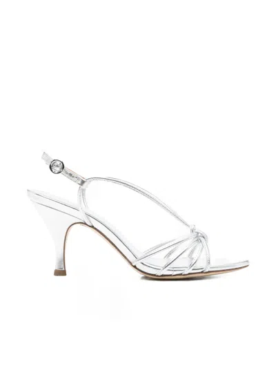 Aeyde Round-toe High-heeled Sandals In White