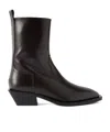 Aeyde Luis 35 Mm Square Toe Block In Leather Heel Ankle Boot In Black