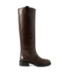 Aeyde Solid Color Leather Knee Boots In Animal Print