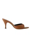 Aeyde Solid Color Leather Mules In Brown