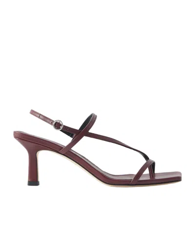 Aeyde Solid Color Leather Slingback Sandals In Burgundy