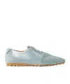 Aeyde Solid Color Suede And Satin Sneakers In Blue