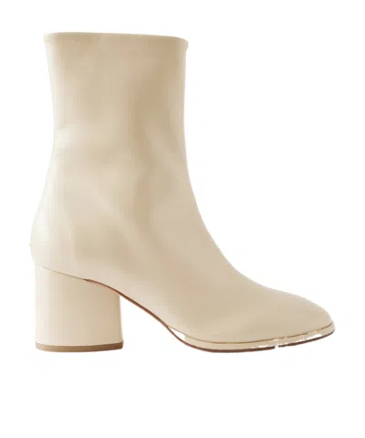 Aeyde Solid Leather Ankle Boots In White