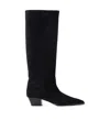 Aeyde Solid Suede Knee Boots In Black