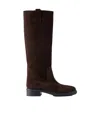 Aeyde Solid Suede Knee Boots In Brown