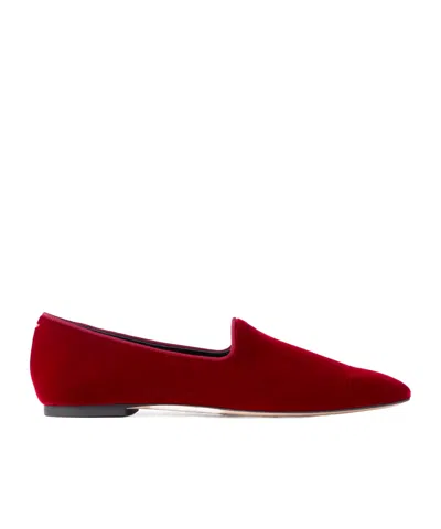 Aeyde Vanna Velvet Loafers In Red