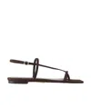 Aeyde Square Head Flat-soled Sandals In Black
