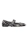 Aeyde Buckle Detail Zebra Pattern Ballerina Shoes