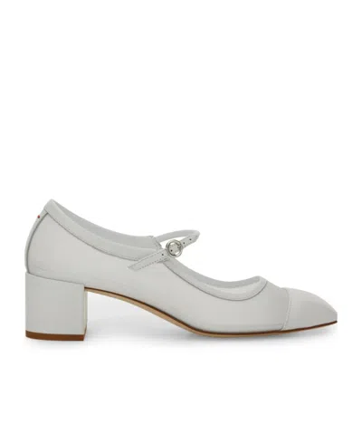 Aeyde Square Toe Buckled Pumps In White