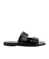Aeyde Tonya Leather Double Strap Sandals In Black