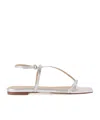 Aeyde Square Toe Flat Sandals In White