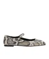 Aeyde Uma Snake Printed Leather Flats In Black