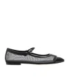 Aeyde Uma Mesh Leather Mary Jane Flats In Black
