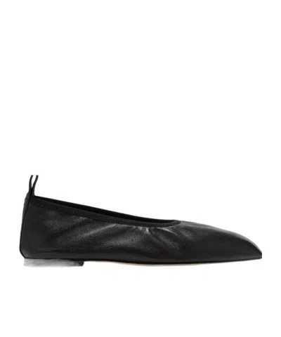 Aeyde Square Toe Flats In Black