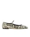 Aeyde Uma Snake Printed Leather Flats In Nude