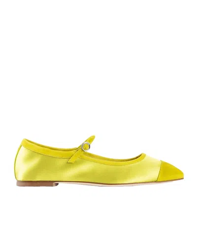 Aeyde Square Toe Flats In Green