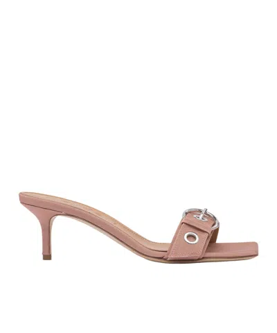 Aeyde Sandals With Buckle Detail And Kitten Heel In Animal Print