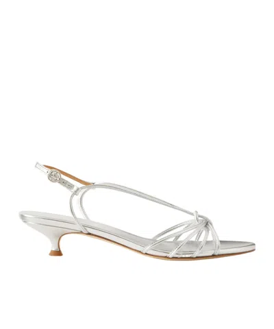 Aeyde Square Toe Kitten Heel Sandals In White