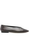Aeyde Leather Pointed Toe Ballerina Shoes In Brown