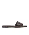 Aeyde Square Toe Flat Sole Sandals With Textured Finish In Black
