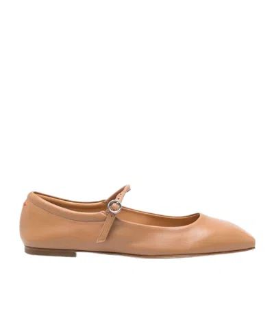 Aeyde Uma Metallic Mary Jane Ballerina Flats In Beige