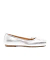 Aeyde Gabriella Laminated Nappa Leather Silver Ballerina In White